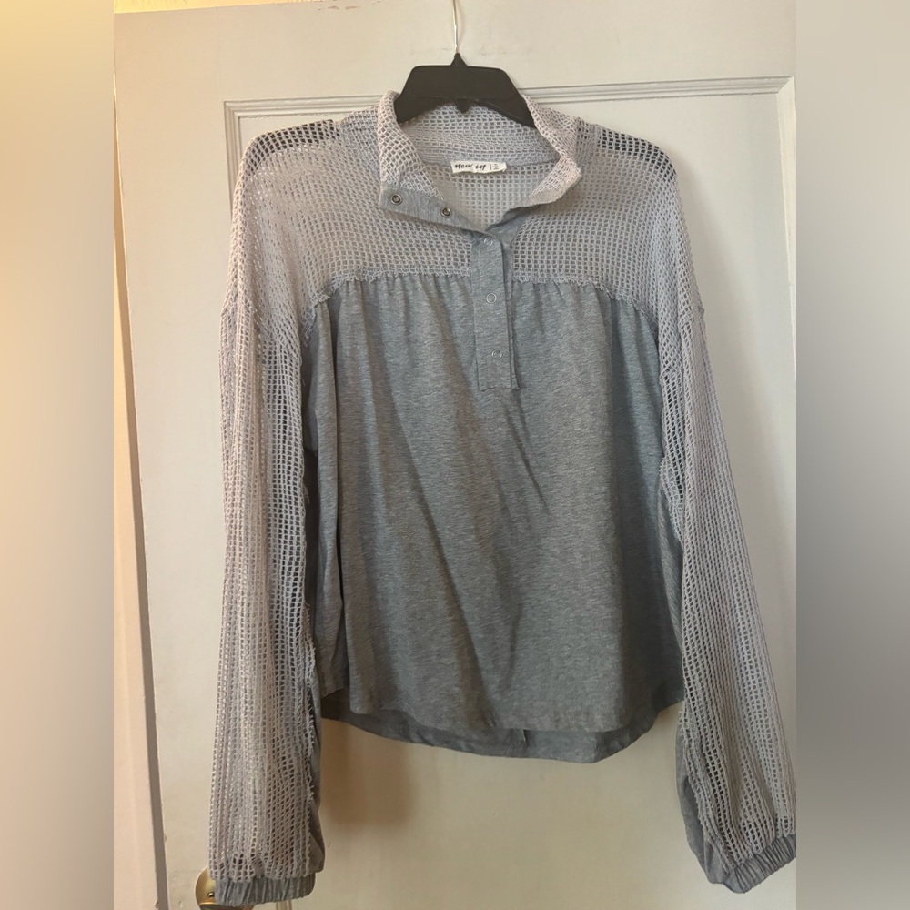Gray Mesh Blouse